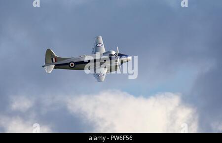 De Havilland DH 104 Devon (VP981) fliegen am IWM Duxford Airshow 2018 Schlacht von Großbritannien Stockfoto