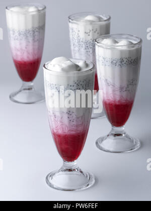 INDIAN DESSERT/FALOODA MIT MILCH, rose Sirup & Vanille Eis Stockfoto