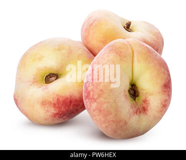 Abb. Pfirsich auf weißem Hintergrund. Stockfoto