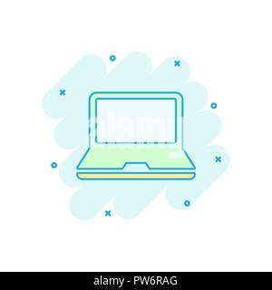 Vektor cartoon Laptop Symbol im Comic-stil. Notebook anmelden Abbildung Piktogramm. Pc business splash Wirkung Konzept. Stock Vektor