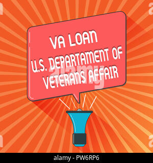 Konzeptionelle Handschrift zeigt Va Darlehen U.S Departament Angelegenheiten der Veteranen. Business foto Präsentation Streitkräfte finanzielle Hilfe. Stockfoto