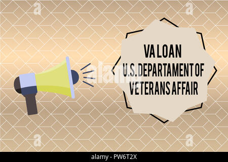 Handschrift Text schreiben Va Darlehen U.S Departament Angelegenheiten der Veteranen. Begriff Sinne Streitkräfte finanzielle Hilfe. Stockfoto