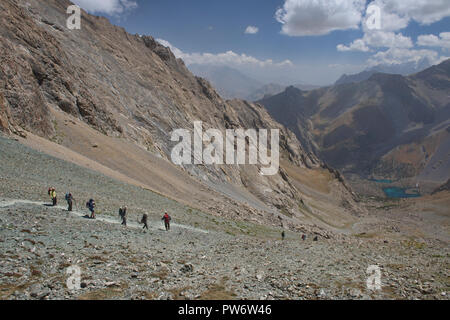 Trekking zu den schönen Seen, alauddin Fann Mountains, Tadschikistan. Stockfoto