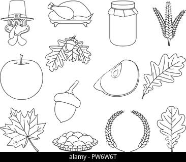 13 Line Art schwarz und weiß Danksagung Elemente Stock Vektor