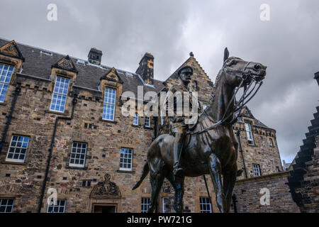 Statue von Earl Haig, Schloss Edinburgh, Edinburgh, Schottland, Vereinigtes Königreich Stockfoto