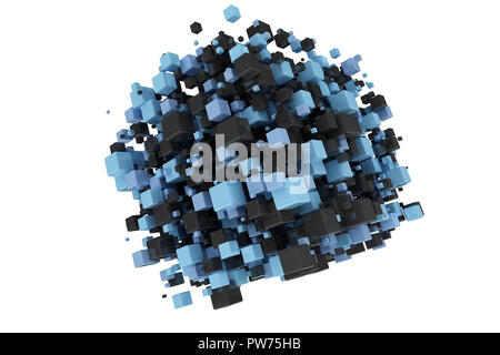 Blau und Schwarz 3d Würfel abstrakte digitale Hintergrund Stockfoto