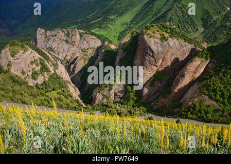 Schöne Aussicht von der epischen Höhen von Alay route, Alay, Kirgistan Stockfoto