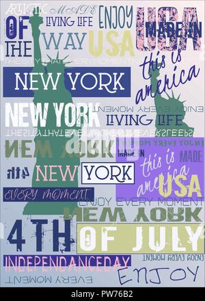 New York USA NEW YORK CITY Poster 4. Juli Ed Stock Vektor