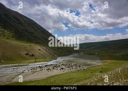 Schöne Aussicht von der epischen Höhen von Alay route, Alay, Kirgistan Stockfoto