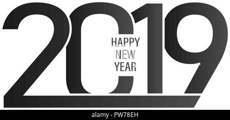 2019 Frohes Neues Jahr Hintergrund mit schwarzen und weißen Farben. Stock Vektor
