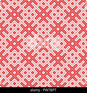 Nahtlose Muster auf traditionelle russische und slawische Ornament durch Quadrate beruhen. Stock Vektor