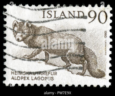 Poststempel Stempel aus Island in Island Fauna Serie 1980 ausgestellt Stockfoto