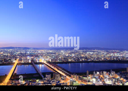 Osaka Nacht Blick von Umeda Sky Building Stockfoto