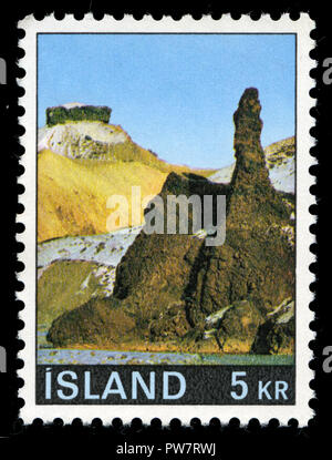 Poststempel Stempel aus Island in den Landschaften der Serie 1970 ausgestellt Stockfoto