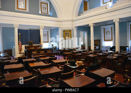 Im ehemaligen Plenarsaal des Senats an der North Carolina State Capitol Building in Raleigh. Stockfoto