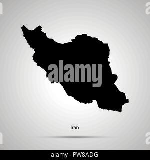 Iran Landkarte, einfache schwarze Silhouette auf Grau Stock Vektor