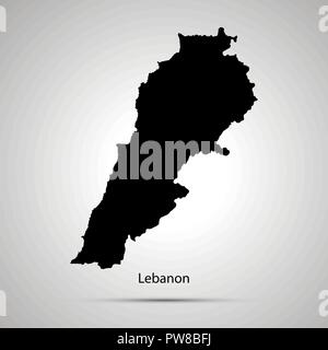 Libanon Landkarte, einfache schwarze Silhouette auf Grau Stock Vektor