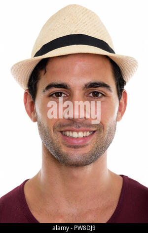 Gesicht der Jungen glücklich Hispanic Mann lächelnd Stockfoto