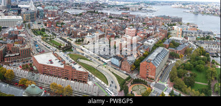 Anzeigen von Greenway, North End, und Charlestown, Boston Stockfoto