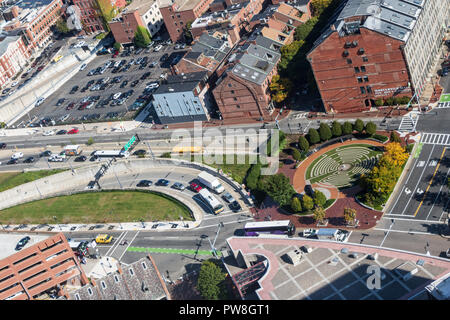 Blick auf die Rose Kennedy Greenway, Downtown Boston Stockfoto