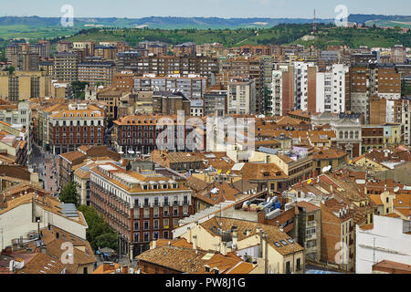 Blick auf das Rathaus auf dem Hauptplatz und Fuente Dorada Strasse in der Stadt Valldolid, Kastilien und Leon, Spanien Stockfoto