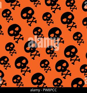 Happy Halloween Totenkopf mit Knochen Muster Vector Illustration Design Stock Vektor