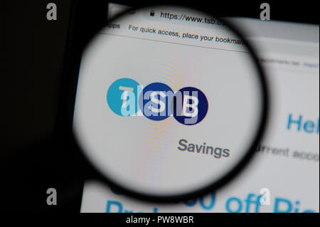 TSB Bank Website durch ein Vergrößerungsglas gesehen Stockfoto