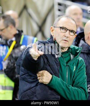 Aviva Stadium, Dublin, Irland. 13 Okt, 2018. UEFA Nationen Liga Fußball, Irland gegen Dänemark; Allgemeine Ansicht, Rep. von Irland Manager Martin O'Neill Credit: Aktion plus Sport/Alamy leben Nachrichten Stockfoto