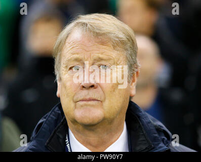 Aviva Stadium, Dublin, Irland. 13 Okt, 2018. UEFA Nationen Liga Fußball, Irland gegen Dänemark; Aage Hareide, Manager von Dänemark Credit: Aktion plus Sport/Alamy leben Nachrichten Stockfoto