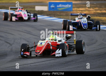 Hockenheim, Deutschland. 13 Okt, 2018. Mick SCHUMACHER (GER, PREMA Theodore Racing) Aktion in seinem Auto, FIA Formel 3-Weltmeisterschaft, Formel 3 auf dem Hockenheimring am 13.10.2018. | Verwendung der weltweiten Kredit: dpa/Alamy leben Nachrichten Stockfoto