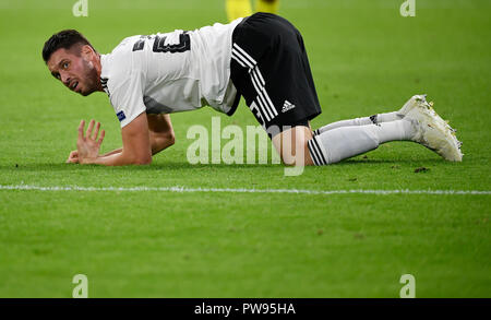 Amsterdam, Niederlande. 13 Okt, 2018. Fussball: Nationen Liga A, Gruppenphase, Gruppe 1 Spieltag 3: Niederlande - Deutschland in der Johan Cruyff Arena. Markieren Uth aus Deutschland ist, die auf dem Gras. Credit: Ina Faßbender/dpa/Alamy leben Nachrichten Stockfoto