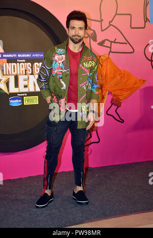 Mumbai, Indien. 13. Oktober 2018. Indische Film Schauspieler Rithvik Dhanjani auf Kanälen Gegenwart zeigt "Indiens Got Talent" neue Saison Ankündigung Pressekonferenz im Hotel Trident Bandra in Mumbai. Credit: SOPA Images Limited/Alamy leben Nachrichten Stockfoto