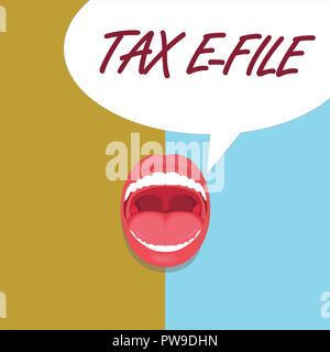 Handschrift text Steuer E-Datei. Begriff Sinne System Einreichen der Unterlagen an uns Internal Revenue Service. Stockfoto