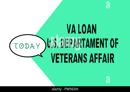 Wort schreiben Text Va Darlehen U.S Departament Angelegenheiten der Veteranen. Business Konzept für Streitkräfte finanzielle Hilfe. Stockfoto