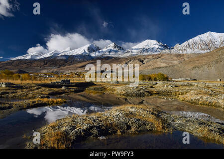 Meerak Dorf im Herbst Farbe, pangong See, Ladakh, Indien Stockfoto