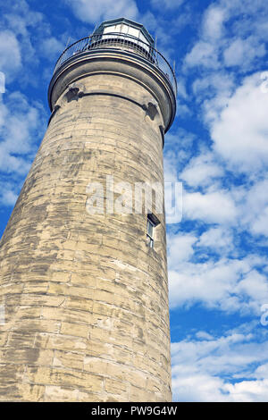 Der Leuchtturm Grand River in Fairport Harbor, Ohio, wurde 1871 fertiggestellt. Der 60 m hohe Turm wurde 1925 stillgelegt und wurde 1945 zu einem Museum. Stockfoto