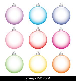 Set aus bunten Christbaum Kugeln aus Glas auf weißem Hintergrund Vektor-illustration EPS 10. Stock Vektor