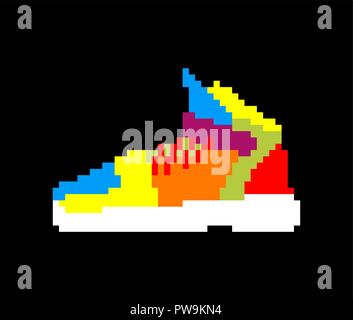 Sneakers pixel Art Sport Schuhe 8 Bit. Vector Illustration Stock Vektor