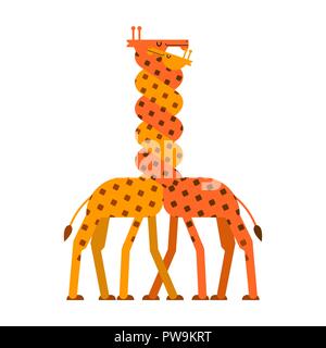 Giraffe Liebe. Twisted Neck zwei Giraffen. Vektor Tiere Stock Vektor