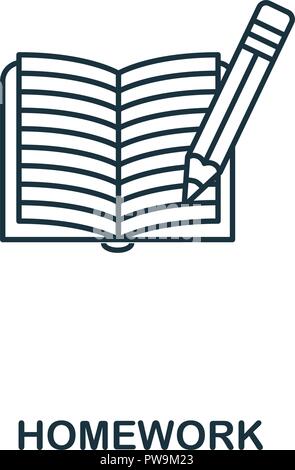 Hausaufgaben Umrisse Symbol. Kreative Gestaltung von Schule. Premium Hausaufgaben Umrisse Symbol. Für Webdesign, Anwendungen, Software und Drucken. Stock Vektor