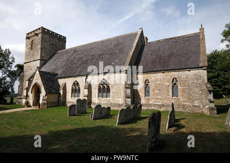 All Saints Church, Garsdon, Wiltshire, UK. Mittelalterlichen Turm. Enthält die Washington Gedenkstätten, und die Kirche hat Verbindungen zu George Washington. Stockfoto