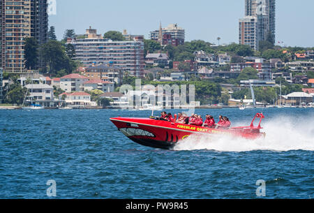 Spannend schnell Jet Bootsfahrt im Hafen von Sydney, Sydney, Australien, am 7. Dezember 2014 Stockfoto