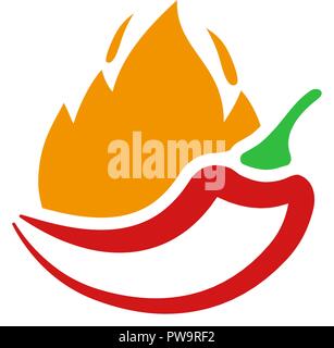 Vector red hot chili Symbol. Paprika auf Feuer Symbol und Zeichen Abbildung auf weißem Hintergrund Stock Vektor
