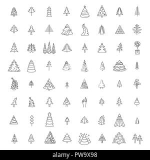 Weihnachtsbaum Icon Set. Flache isolierte Design. Neues Jahr Winter Kollektion. Einfache Version. Vector Illustration Stock Vektor