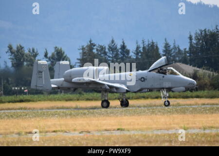 Die Republik Fairchild A-10 Thunderbolt II "Warzenschwein" ist ein erdkampfflugzeug der US Air Force und der Air National Guard. Stockfoto