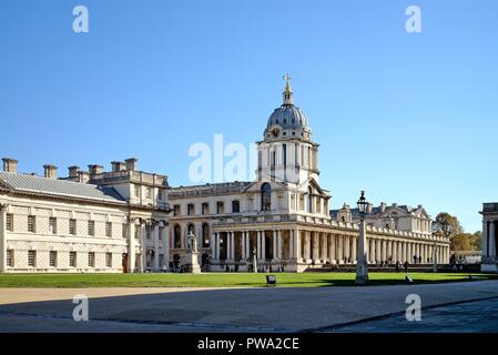 Äußere des Royal Naval College in Greenwich London England Großbritannien Stockfoto