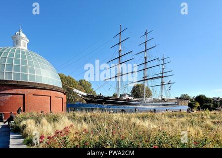 Äußere des Segelschiffes "Cutty Sark" in Greenwich London England Großbritannien Stockfoto