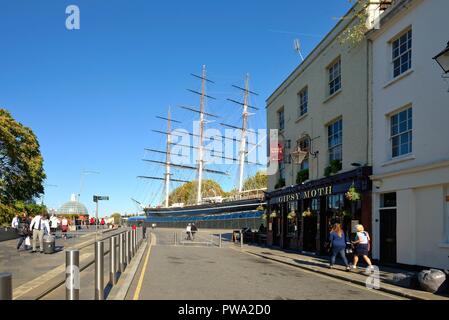 Äußere des Segelschiffes "Cutty Sark" in Greenwich London England Großbritannien Stockfoto