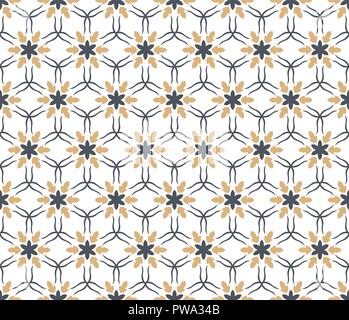 Geblümten Fliesen nahtlose Vektor Muster. Blume geometrische Muster Hintergrund Textur. Stock Vektor