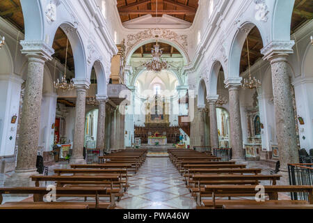 Indoor Anblick in Forza D'Agrò Kathedrale, Provinz Messina, Sizilien, Süditalien. Stockfoto